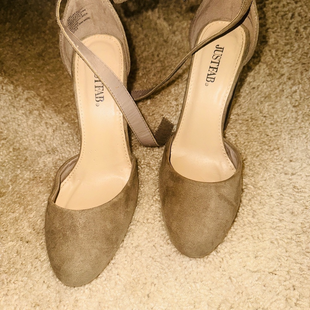 JustFab Tan Heels Suede Elegance